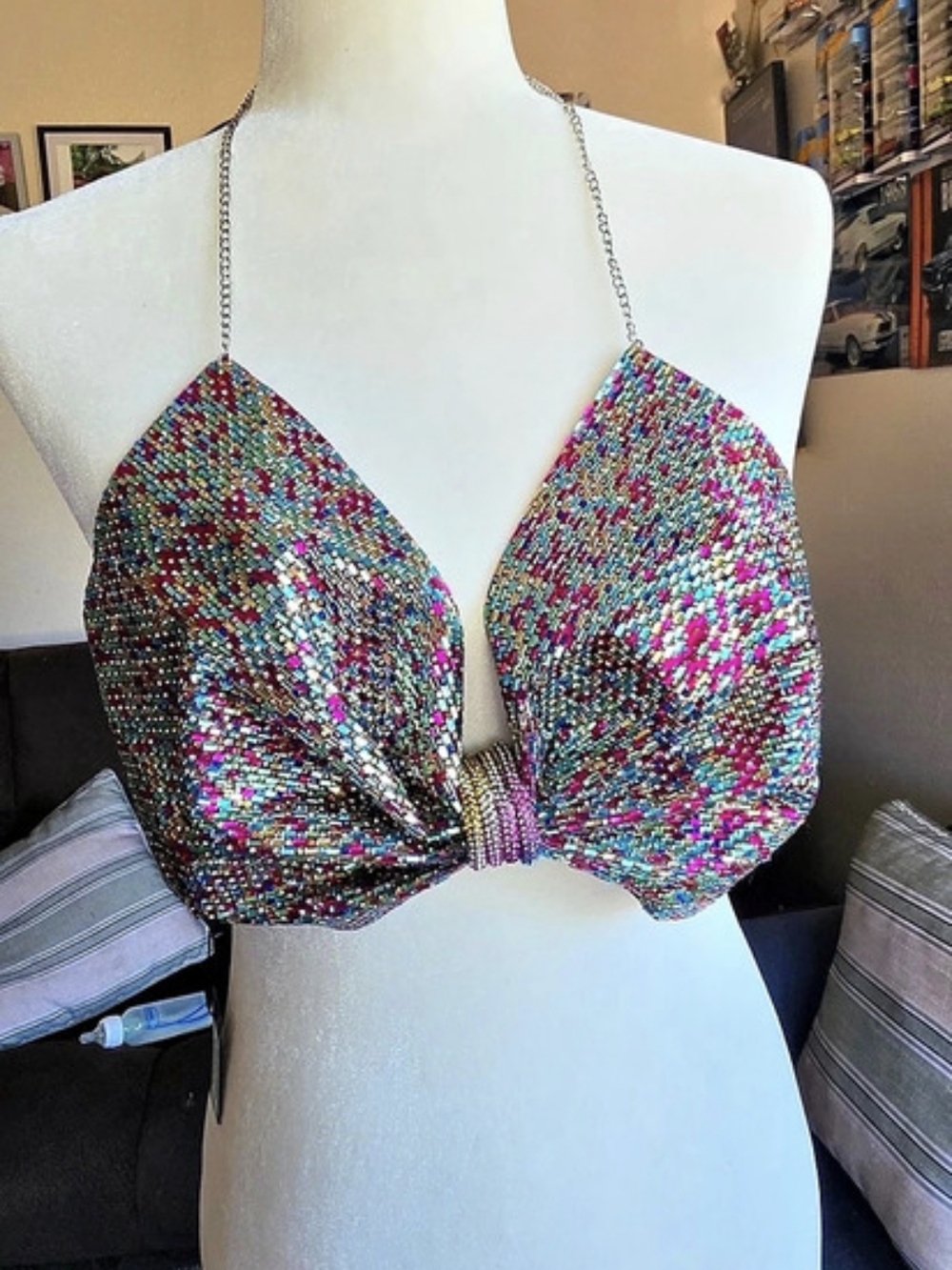 Top Con Piedras Multicolor Talla S